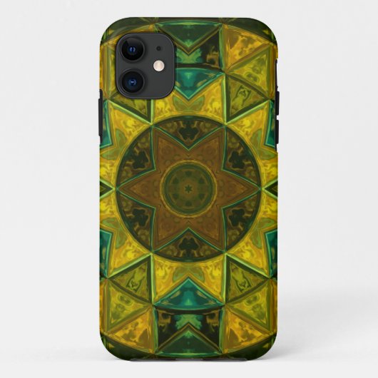 Mosaik Kaleidoskop Blume Gelb und Grün Case-Mate iPhone Hülle (Rückseite)