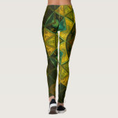 Mosaik Kaleidoskop Blume Gelb und Grün Leggings (Rückseite)