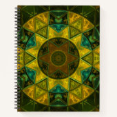 Mosaik Kaleidoskop Blume Gelb und Grün Notizblock (Vorderseite)