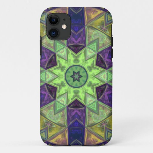 Mosaik Kaleidoskop Blume Gelb und Lila Case-Mate iPhone Hülle (Rückseite)