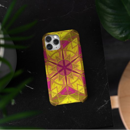 Mosaik Kaleidoskop Blume Gelb und Rosa Case-Mate iPhone Hülle