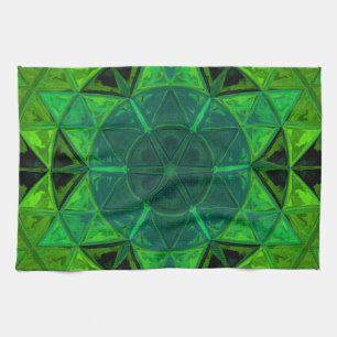Mosaik Kaleidoskop Blume Green Geschirrtuch