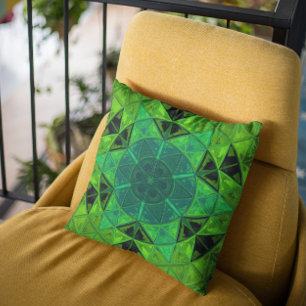 Mosaik Kaleidoskop Blume Green Kissen