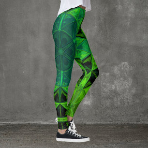 Mosaik Kaleidoskop Blume Green Leggings