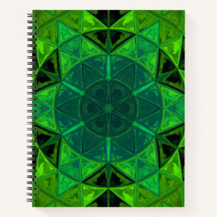 Mosaik Kaleidoskop Blume Green Notizblock