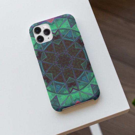 Mosaik Kaleidoskop Blume Grün Blau und Rosa Case-Mate iPhone Hülle
