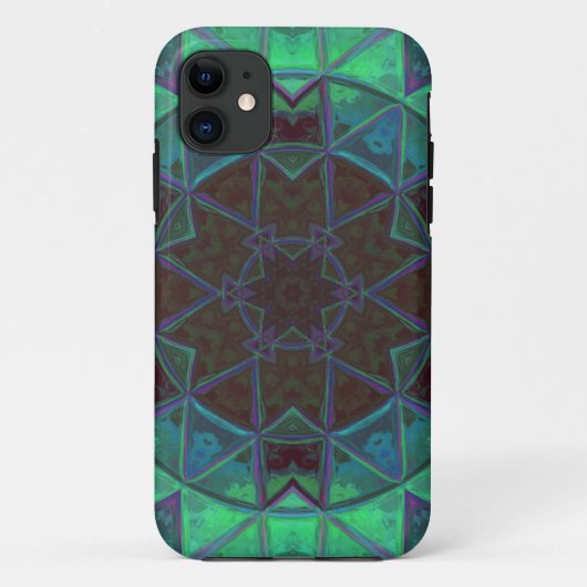 Mosaik Kaleidoskop Blume Grün Blau und Rosa Case-Mate iPhone Hülle (Rückseite)
