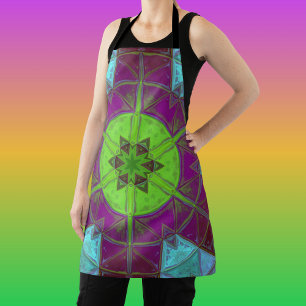 Mosaik Kaleidoskop Blume Grün Lila und Blau Schürze