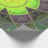 Mosaik Kaleidoskop Blume Grün Lila und Gelb Geschenkpapier (Ecke)