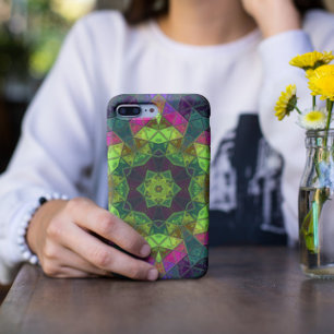 Mosaik Kaleidoskop Blume Grün rosa und Lila Case-Mate iPhone Hülle