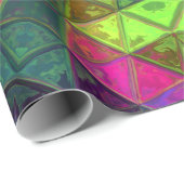 Mosaik Kaleidoskop Blume Grün rosa und Lila Geschenkpapier (Rolleneckpunkt)