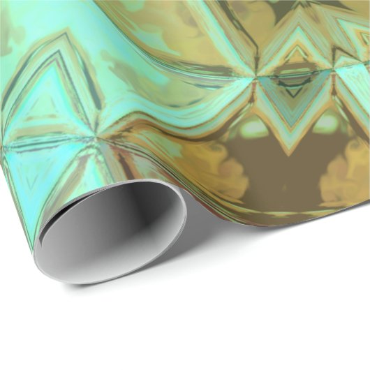 Mosaik Kaleidoskop Blume Grün und Braun Geschenkpapier (Rolleneckpunkt)