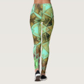 Mosaik Kaleidoskop Blume Grün und Braun Leggings (Rückseite)