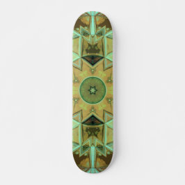 Mosaik Kaleidoskop Blume Grün und Braun Skateboard