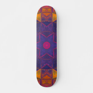 Mosaik Kaleidoskop Blume Lila Gelb und Rosa Skateboard
