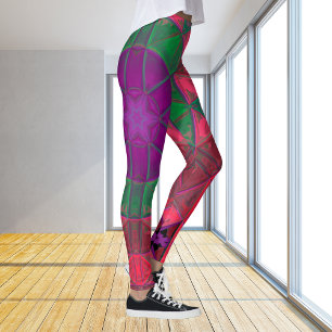 Mosaik Kaleidoskop Blume Lila grün und rosa Leggings