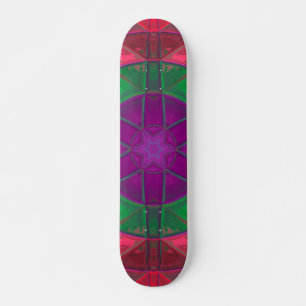 Mosaik Kaleidoskop Blume Lila grün und rosa Skateboard