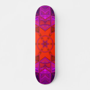 Mosaik Kaleidoskop Blume Lila Rosa und Rot Skateboard