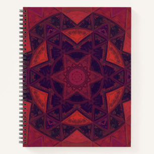 Mosaik Kaleidoskop Blume Lila und rot Notizblock