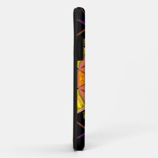 Mosaik Kaleidoskop Blume Orange Pink und Schwarz Case-Mate iPhone Hülle (Hinten/Rechts)