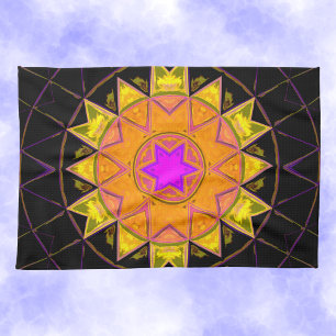 Mosaik Kaleidoskop Blume Orange Pink und Schwarz Geschirrtuch