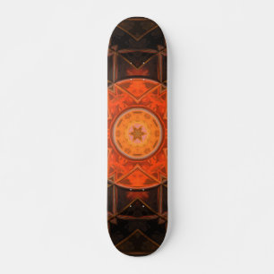 Mosaik Kaleidoskop Blume Orange und Brown Skateboard