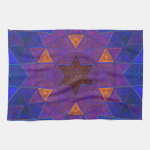 Mosaik Kaleidoskop Blume Rosa Blau und Gelb Geschirrtuch