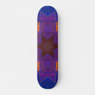 Mosaik Kaleidoskop Blume Rosa Blau und Gelb Skateboard