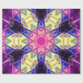 Mosaik Kaleidoskop Blume Rosa Gelb und Blau Geschenkpapier (Flach)