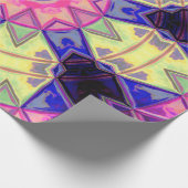 Mosaik Kaleidoskop Blume Rosa Gelb und Blau Geschenkpapier (Ecke)