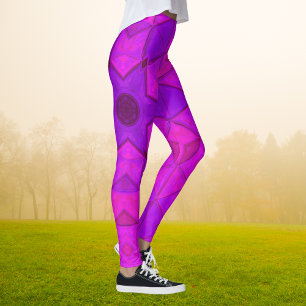 Mosaik Kaleidoskop Blume Rosa Leggings