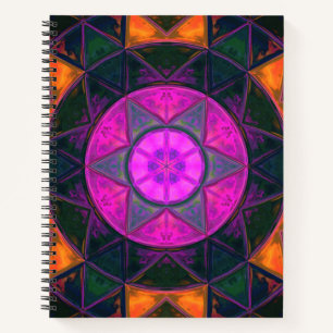 Mosaik Kaleidoskop Blume Rosa Lila und Orange Notizblock