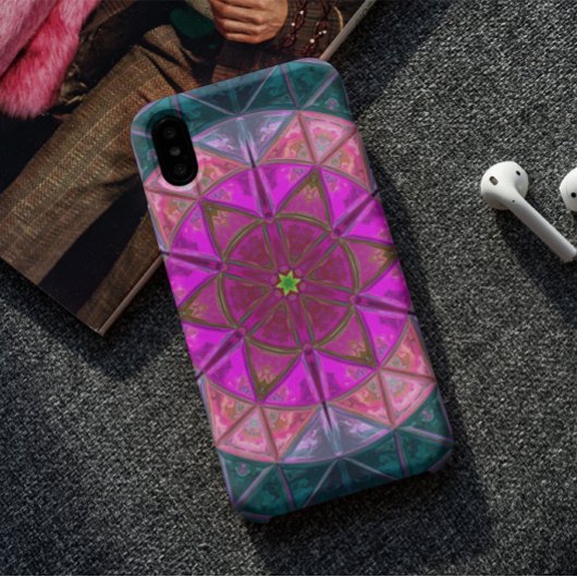 Mosaik Kaleidoskop Blume Rosa und Blau Case-Mate iPhone Hülle