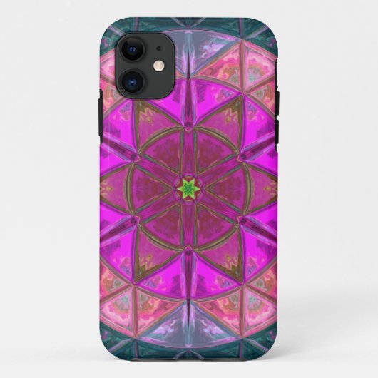 Mosaik Kaleidoskop Blume Rosa und Blau Case-Mate iPhone Hülle (Rückseite)