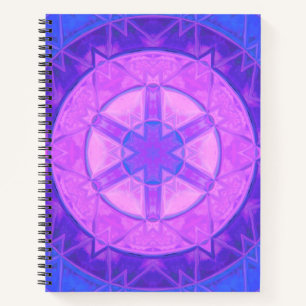 Mosaik Kaleidoskop Blume Rosa und Blau Notizblock