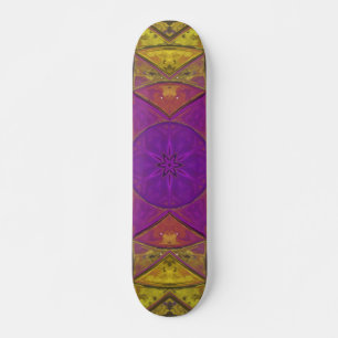 Mosaik Kaleidoskop Blume Rosa und Gelb Skateboard