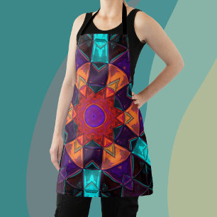 Mosaik Kaleidoskop Blume Rot Orange und Blau Schürze