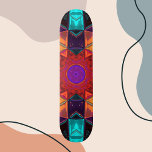 Mosaik Kaleidoskop Blume Rot Orange und Blau Skateboard<br><div class="desc">Dieses Mosaik Kaleidoskop Blume Design ist mit brillanten roten,  orangefarbenen und blauen Fliesen ausgestattet. Ein lebhaftes geometrisches Design,  inspiriert von Fraktalen,  Mandalasen und Mosaiken aus Buntglas. Holen Sie sich dieses schöne trippy-Design jetzt für Ihren Lieblingsfreund,  der leuchtende Farben Liebe!</div>