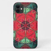 Mosaik Kaleidoskop Blume Rot und Aquamarin Case-Mate iPhone Hülle (Rückseite)