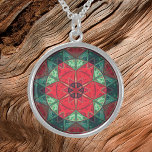 Mosaik Kaleidoskop Blume Rot und Aquamarin Sterling Silberkette<br><div class="desc">Dieses Mosaik Kaleidoskop Blume Design weist brillante rote und aquamarine Kacheln auf. Ein lebhaftes geometrisches Design,  inspiriert von Fraktalen,  Mandalasen und Mosaiken aus Buntglas. Holen Sie sich dieses schöne trippy-Design jetzt für Ihren Lieblingsfreund,  der leuchtende Farben Liebe!</div>