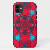Mosaik Kaleidoskop Blume Rot und Blau Case-Mate iPhone Hülle (Rückseite)