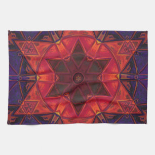 Mosaik Kaleidoskop Blume Rot und Lila Geschirrtuch