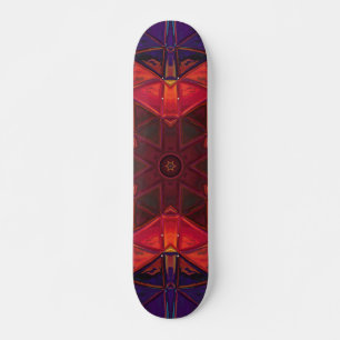 Mosaik Kaleidoskop Blume Rot und Lila Skateboard