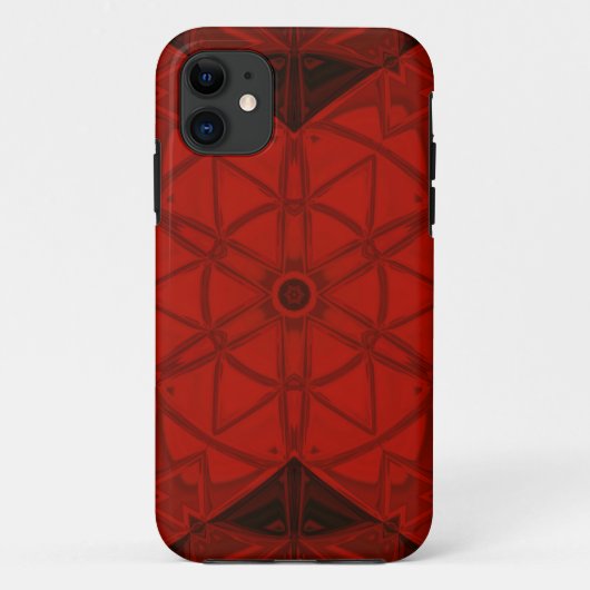 Mosaik Kaleidoskop Blume Rot und Schwarz Case-Mate iPhone Hülle (Rückseite)
