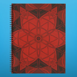 Mosaik Kaleidoskop Blume Rot und Schwarz Notizblock