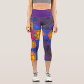 Mosaik Kaleidoskop Gelb Blau und Pink Le Capri Leggings (Vorderseite)
