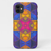 Mosaik Kaleidoskop Gelb Blau und Rosa Case-Mate iPhone Hülle (Rückseite)
