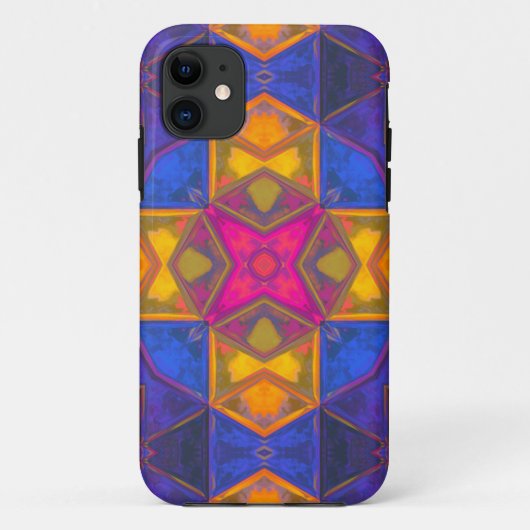 Mosaik Kaleidoskop Gelb Blau und Rosa Case-Mate iPhone Hülle (Rückseite)