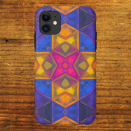 Mosaik Kaleidoskop Gelb Blau und Rosa Case-Mate iPhone Hülle