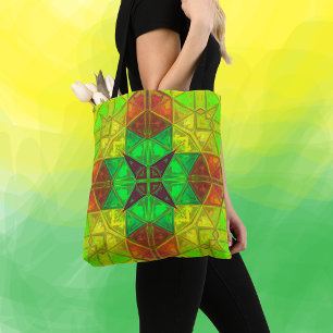 Mosaik Kaleidoskop Gelb und Orange Tasche